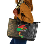 Ibrahim Traore Burkina Faso Make Africa Great Again Leather Tote Bag West African Patriotic Military Tribal Patterns