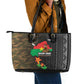 Ibrahim Traore Burkina Faso Make Africa Great Again Leather Tote Bag West African Patriotic Military Tribal Patterns