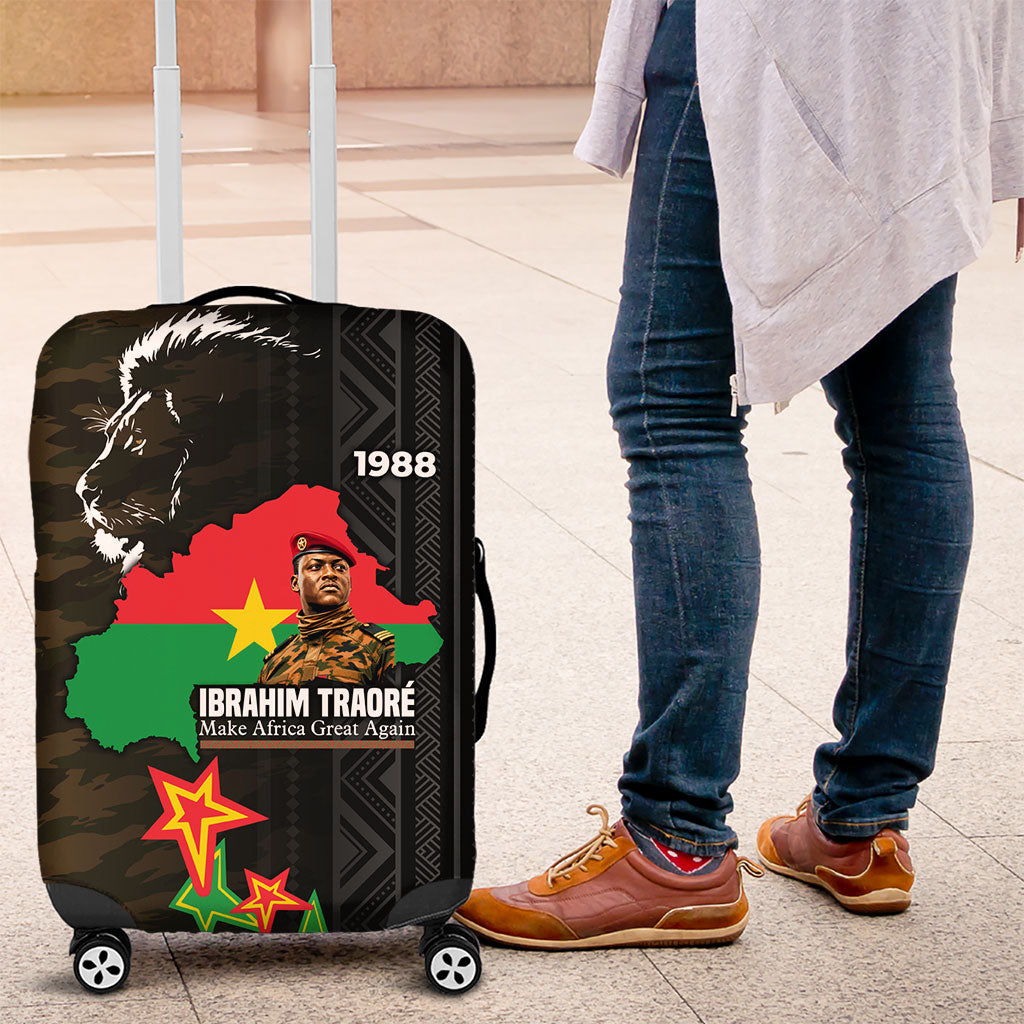 Ibrahim Traore Burkina Faso Make Africa Great Again Luggage Cover West African Patriotic Military Tribal Patterns