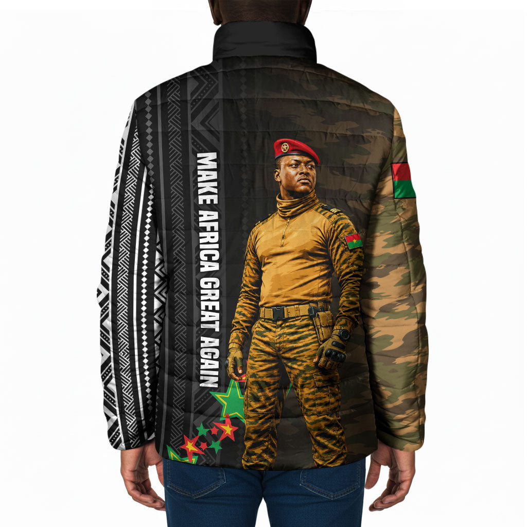 Ibrahim Traore Burkina Faso Make Africa Great Again Padded Jacket West African Patriotic Military Tribal Patterns