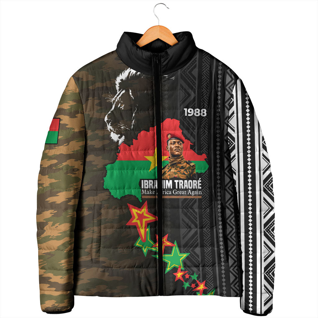 Ibrahim Traore Burkina Faso Make Africa Great Again Padded Jacket West African Patriotic Military Tribal Patterns