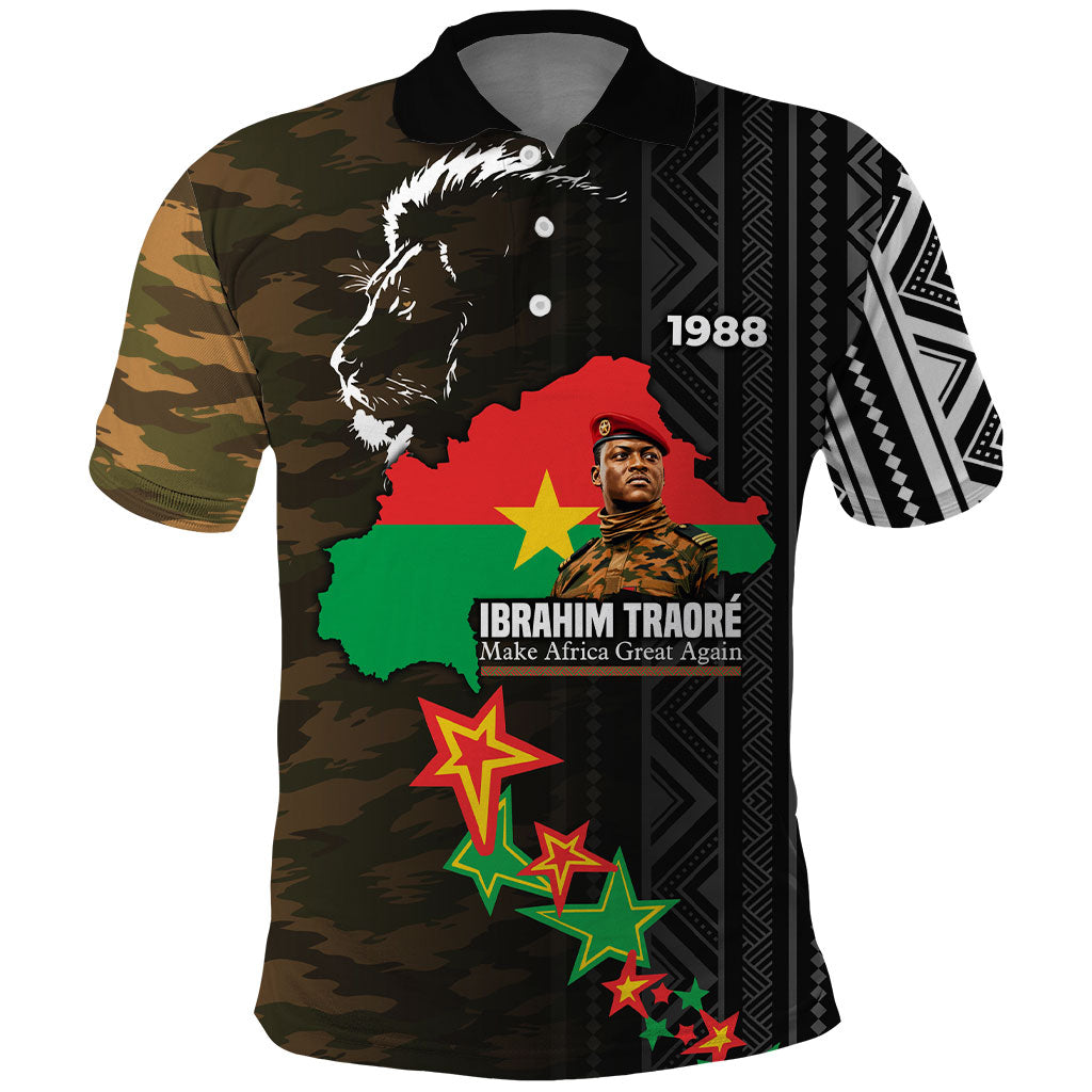 Ibrahim Traore Burkina Faso Make Africa Great Again Polo Shirt West African Patriotic Military Tribal Patterns