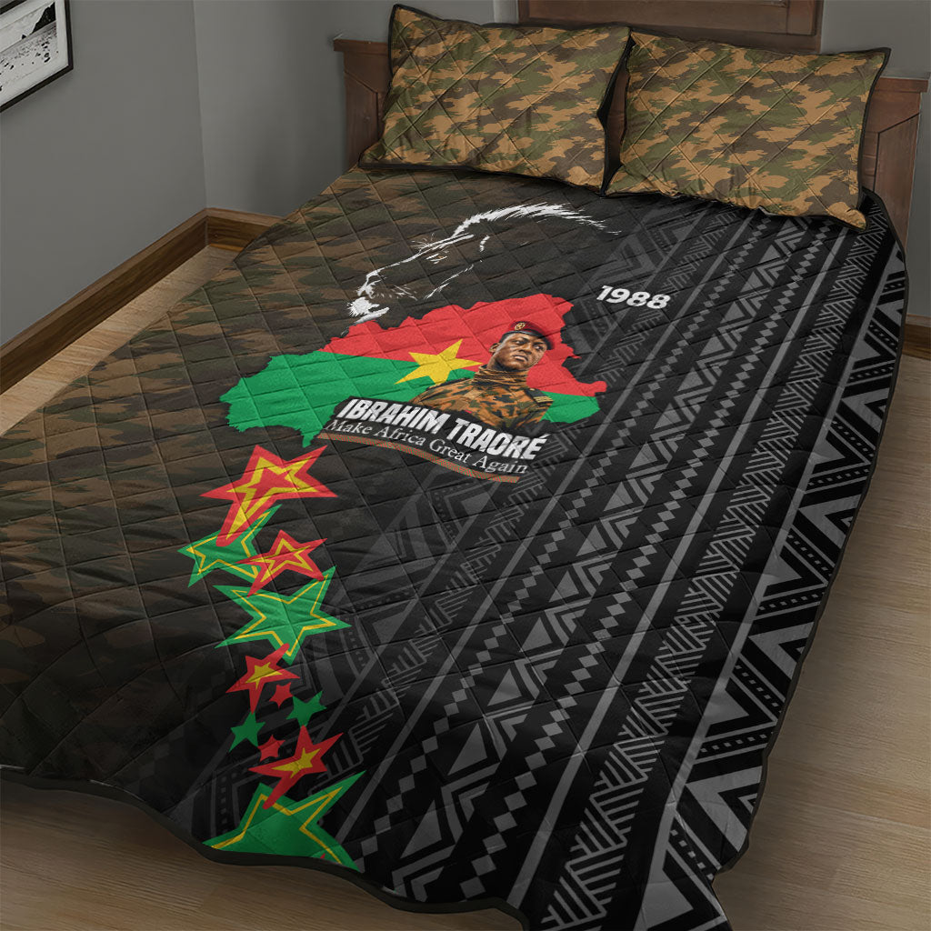 Ibrahim Traore Burkina Faso Make Africa Great Again Quilt Bed Set West African Patriotic Military Tribal Patterns