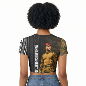 Ibrahim Traore Burkina Faso Make Africa Great Again Raglan Cropped T shirt West African Patriotic Military Tribal Patterns