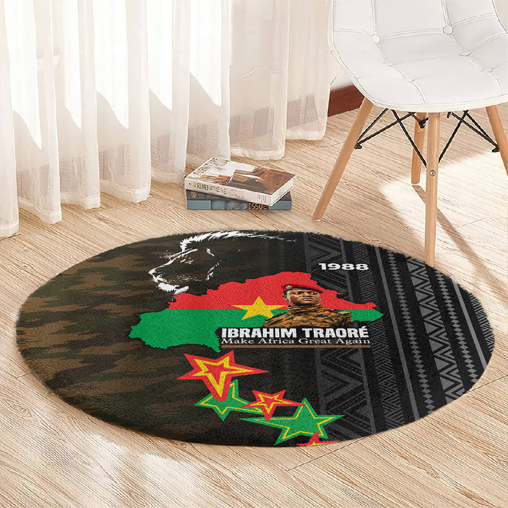 Ibrahim Traore Burkina Faso Make Africa Great Again Round Carpet West African Patriotic Military Tribal Patterns