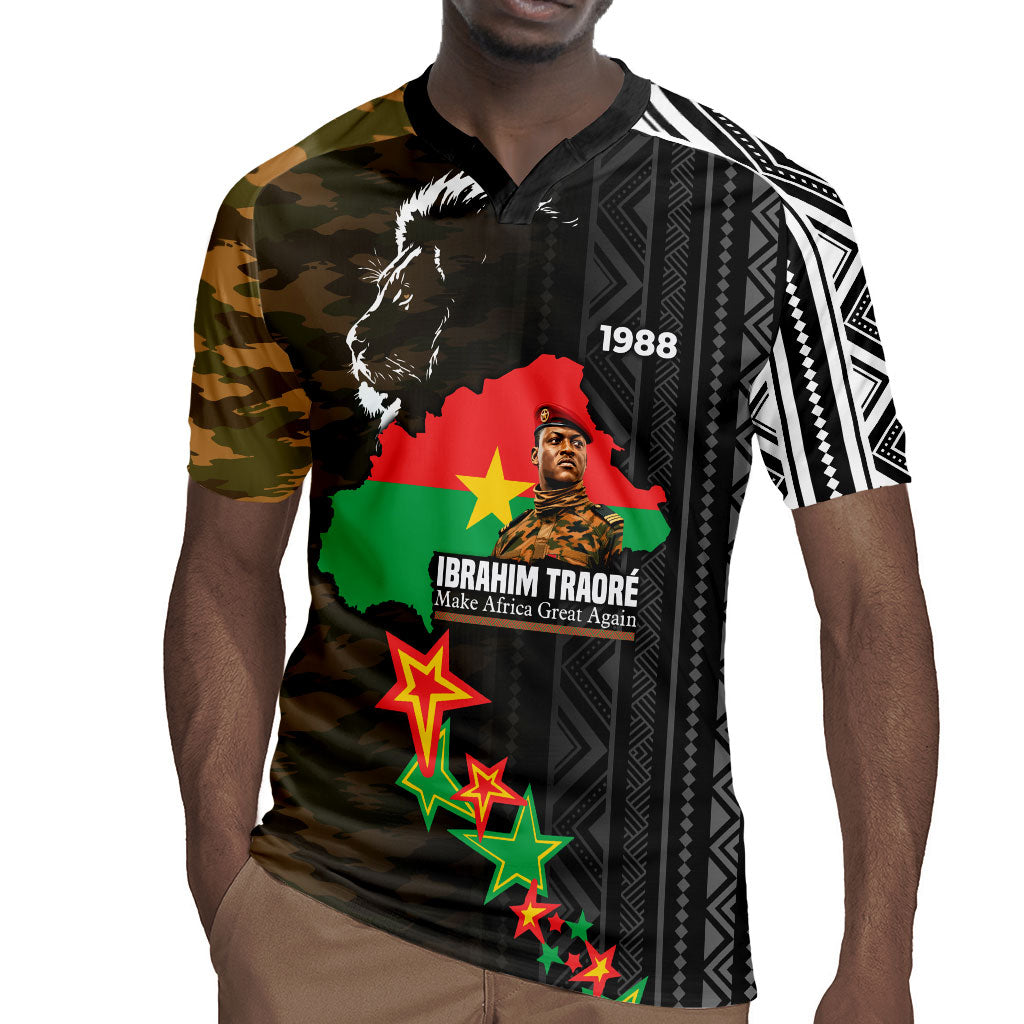 Ibrahim Traore Burkina Faso Make Africa Great Again Rugby Jersey West African Patriotic Military Tribal Patterns