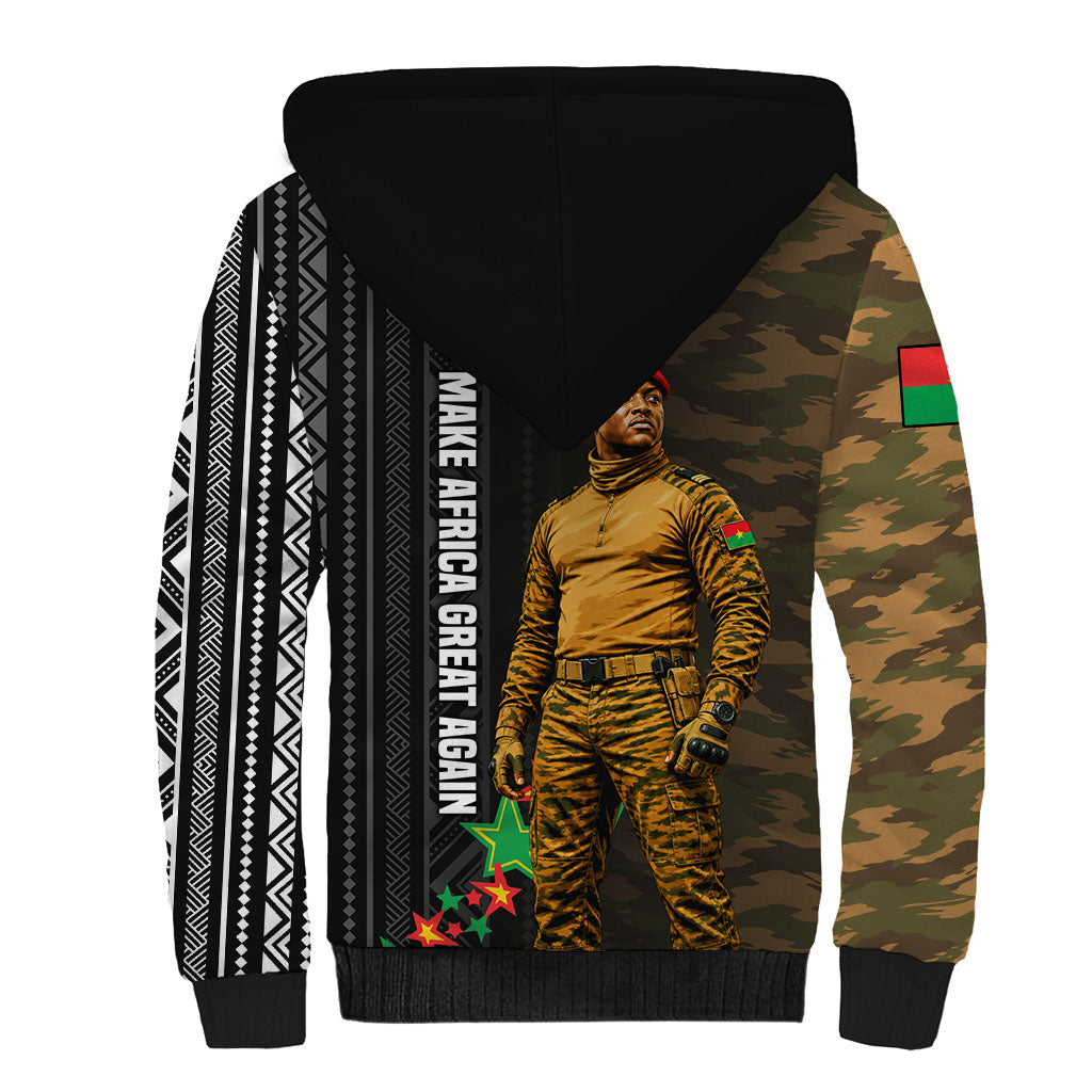 Ibrahim Traore Burkina Faso Make Africa Great Again Sherpa Hoodie West African Patriotic Military Tribal Patterns