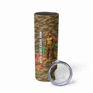 Ibrahim Traore Burkina Faso Make Africa Great Again Skinny Tumbler West African Patriotic Military Tribal Patterns