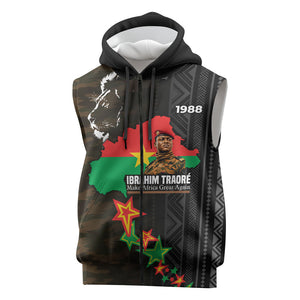 Ibrahim Traore Burkina Faso Make Africa Great Again Sleeveless Zip Hoodie West African Patriotic Military Tribal Patterns