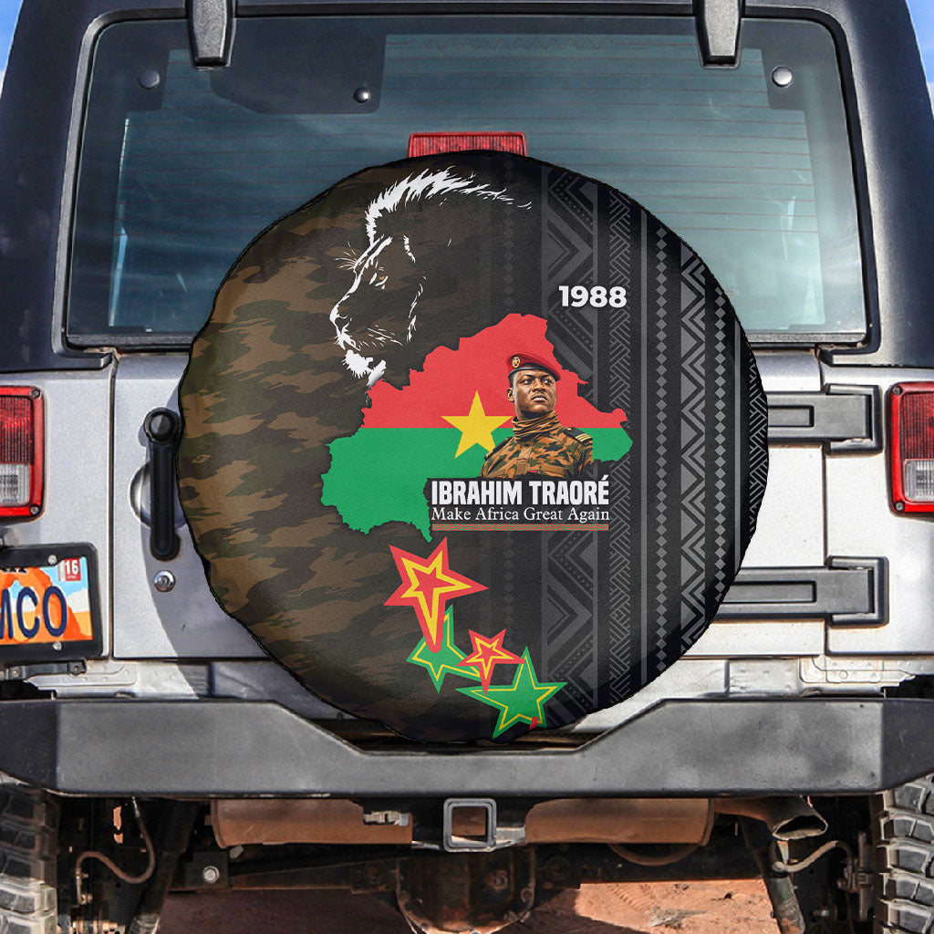Ibrahim Traore Burkina Faso Make Africa Great Again Spare Tire Cover West African Patriotic Military Tribal Patterns