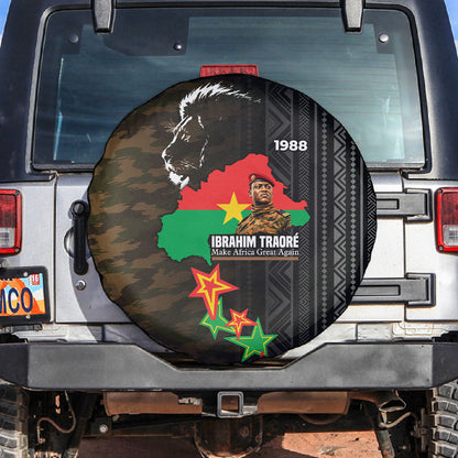 Ibrahim Traore Burkina Faso Make Africa Great Again Spare Tire Cover West African Patriotic Military Tribal Patterns