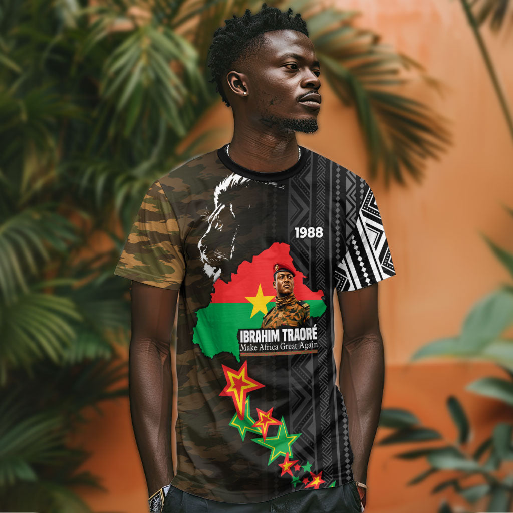 Ibrahim Traore Burkina Faso Make Africa Great Again T shirt West African Patriotic Military Tribal Patterns