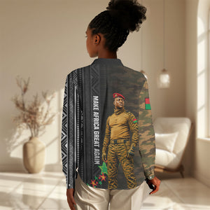 Ibrahim Traore Burkina Faso Make Africa Great Again Women Casual Shirt West African Patriotic Military Tribal Patterns