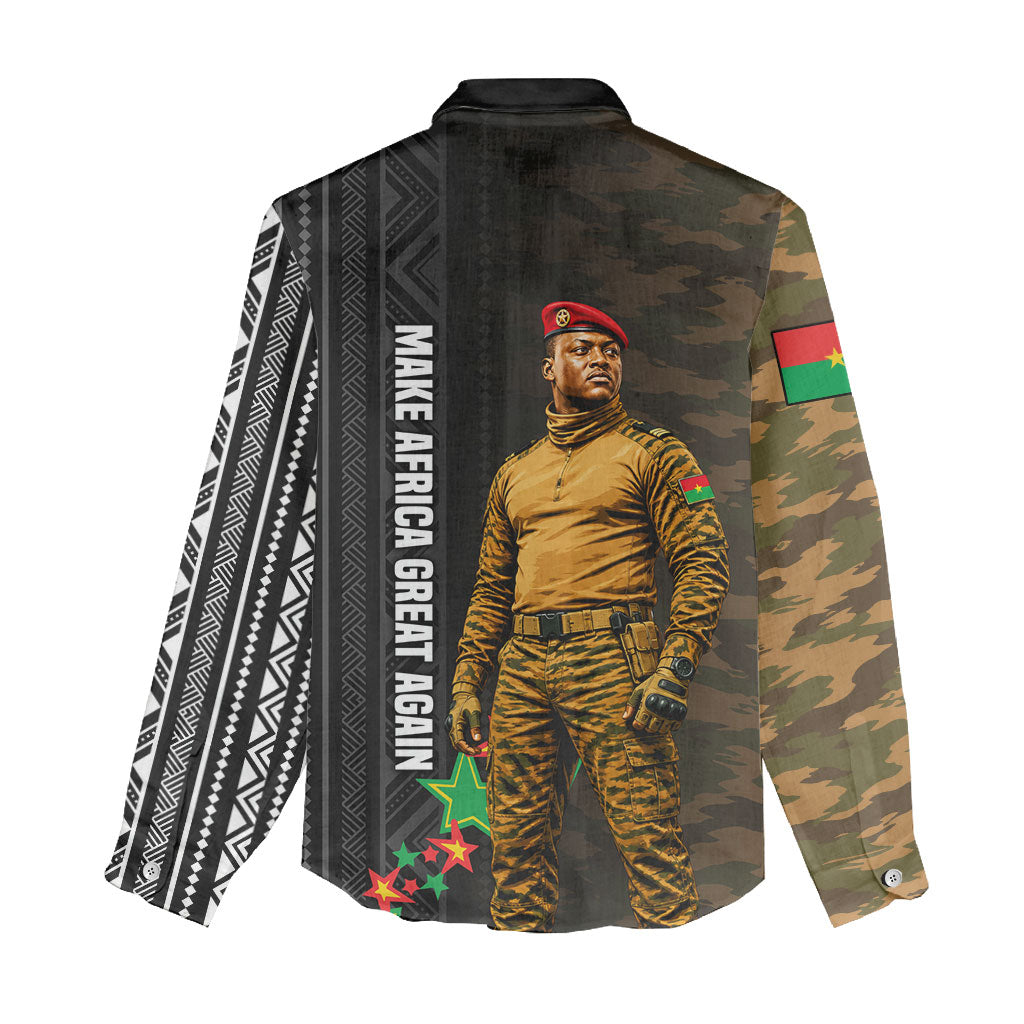 Ibrahim Traore Burkina Faso Make Africa Great Again Women Casual Shirt West African Patriotic Military Tribal Patterns