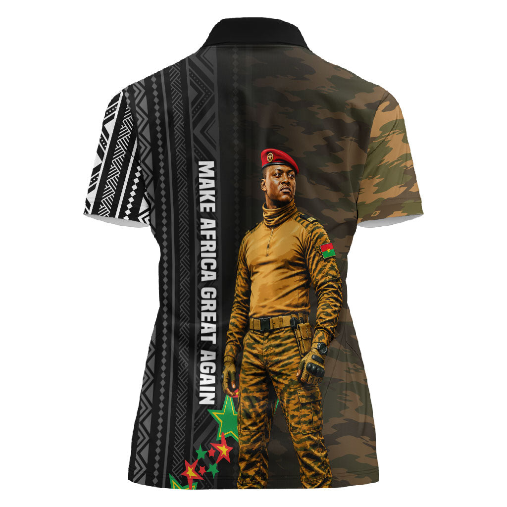 Ibrahim Traore Burkina Faso Make Africa Great Again Women Polo Shirt West African Patriotic Military Tribal Patterns