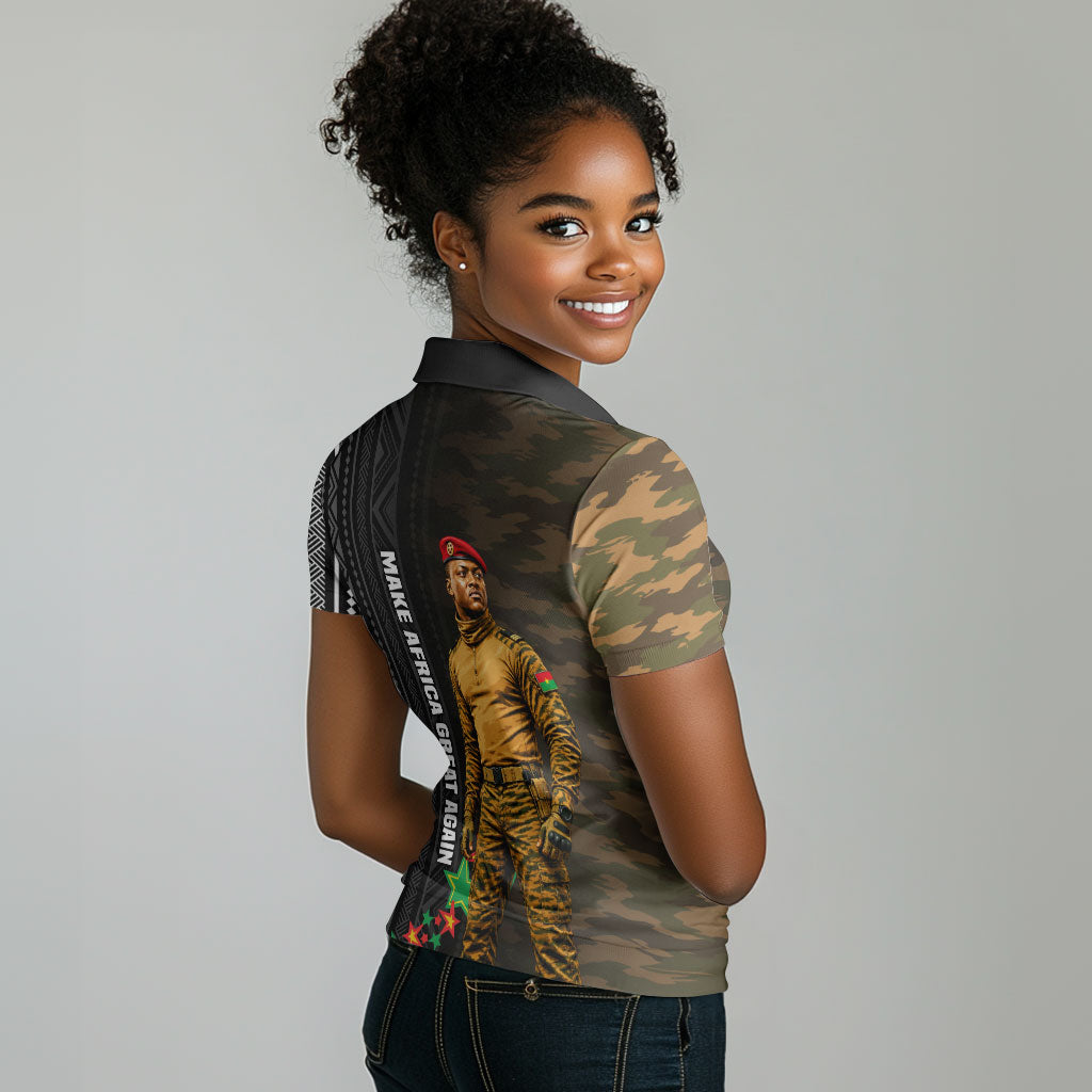Ibrahim Traore Burkina Faso Make Africa Great Again Women Polo Shirt West African Patriotic Military Tribal Patterns