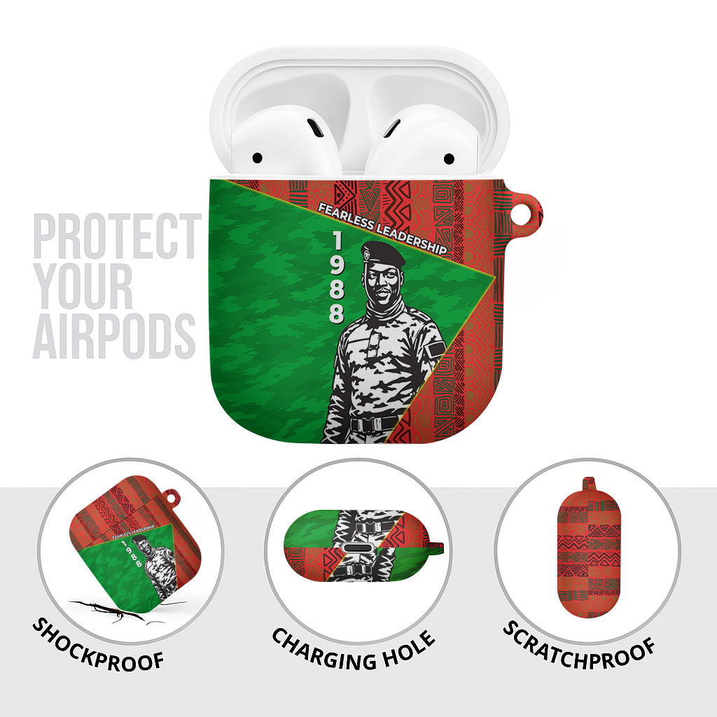 Ibrahim Traore Burkina Faso Fearless Leadership AirPods Case West African Tribal Pattern And Patriotic Camo Art