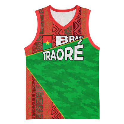 Ibrahim Traore Burkina Faso Fearless Leadership Basketball Jersey West African Tribal Pattern And Patriotic Camo Art