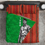 Ibrahim Traore Burkina Faso Fearless Leadership Bedding Set West African Tribal Pattern And Patriotic Camo Art