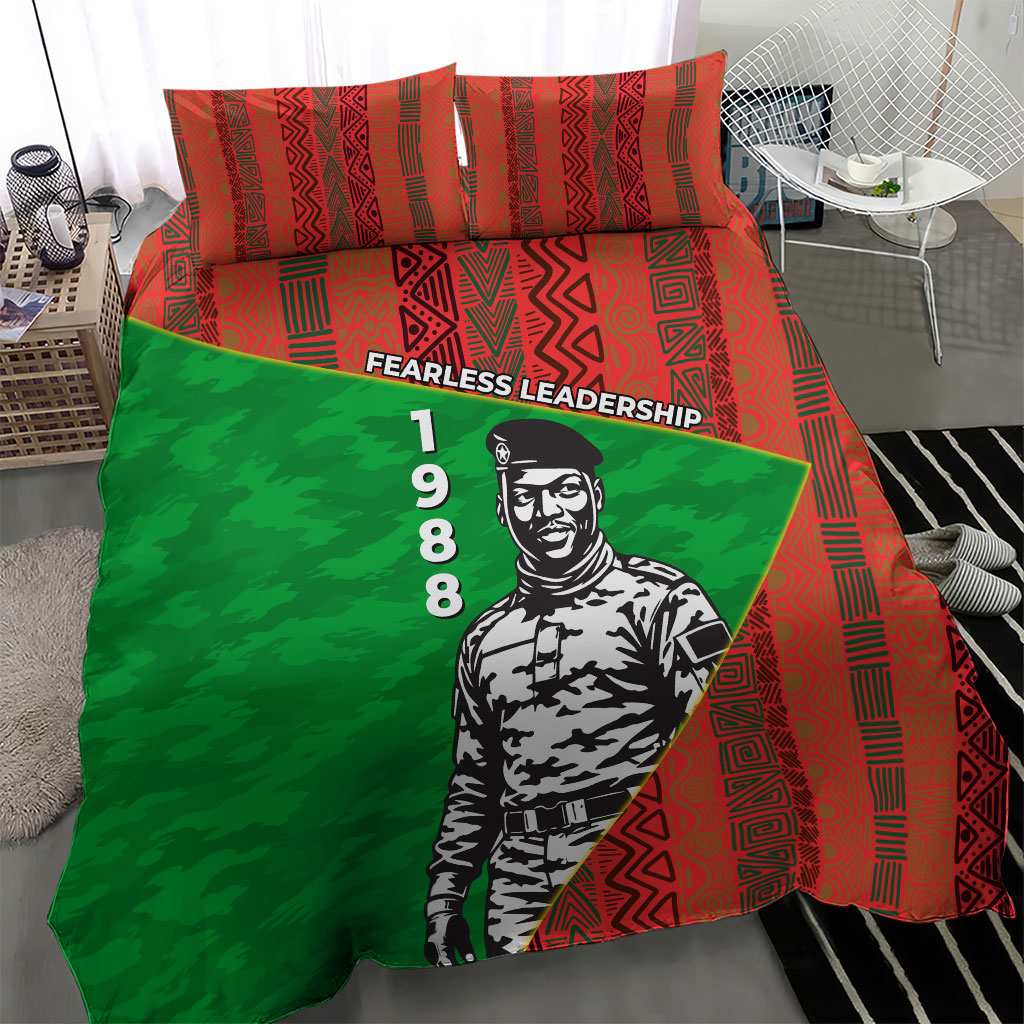 Ibrahim Traore Burkina Faso Fearless Leadership Bedding Set West African Tribal Pattern And Patriotic Camo Art
