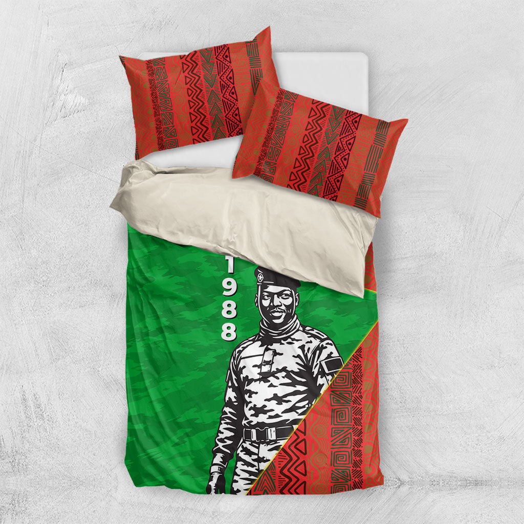 Ibrahim Traore Burkina Faso Fearless Leadership Bedding Set West African Tribal Pattern And Patriotic Camo Art