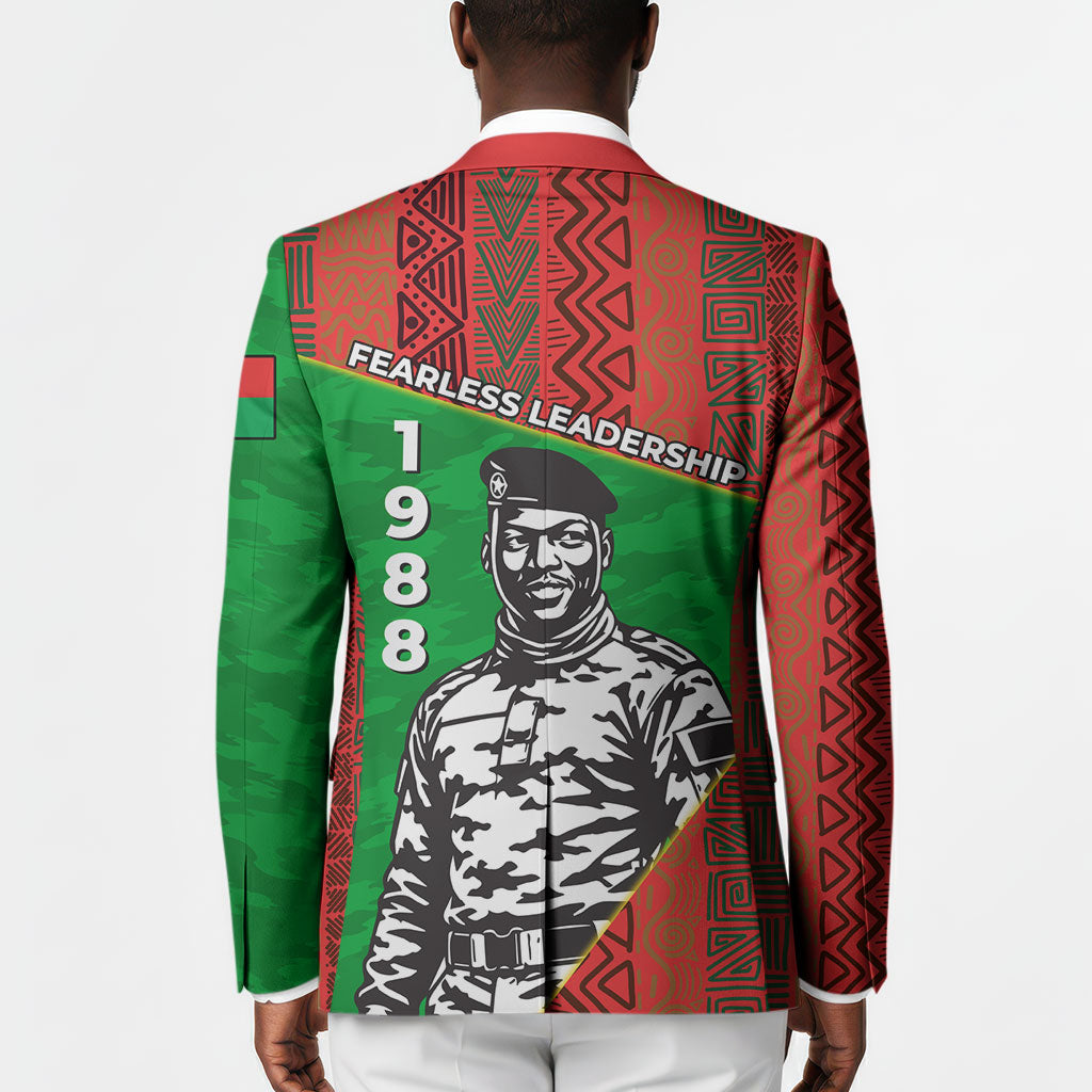 Ibrahim Traore Burkina Faso Fearless Leadership Blazer West African Tribal Pattern And Patriotic Camo Art