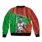Ibrahim Traore Burkina Faso Fearless Leadership Bomber Jacket West African Tribal Pattern And Patriotic Camo Art