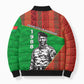 Ibrahim Traore Burkina Faso Fearless Leadership Bomber Puffer Jacket West African Tribal Pattern And Patriotic Camo Art