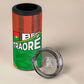 Ibrahim Traore Burkina Faso Fearless Leadership 4 in 1 Can Cooler Tumbler West African Tribal Pattern And Patriotic Camo Art