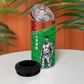 Ibrahim Traore Burkina Faso Fearless Leadership 4 in 1 Can Cooler Tumbler West African Tribal Pattern And Patriotic Camo Art