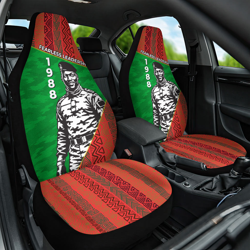 Ibrahim Traore Burkina Faso Fearless Leadership Car Seat Cover West African Tribal Pattern And Patriotic Camo Art