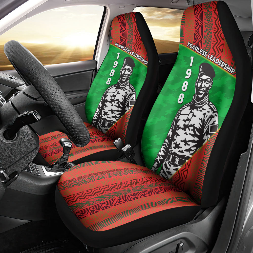 Ibrahim Traore Burkina Faso Fearless Leadership Car Seat Cover West African Tribal Pattern And Patriotic Camo Art
