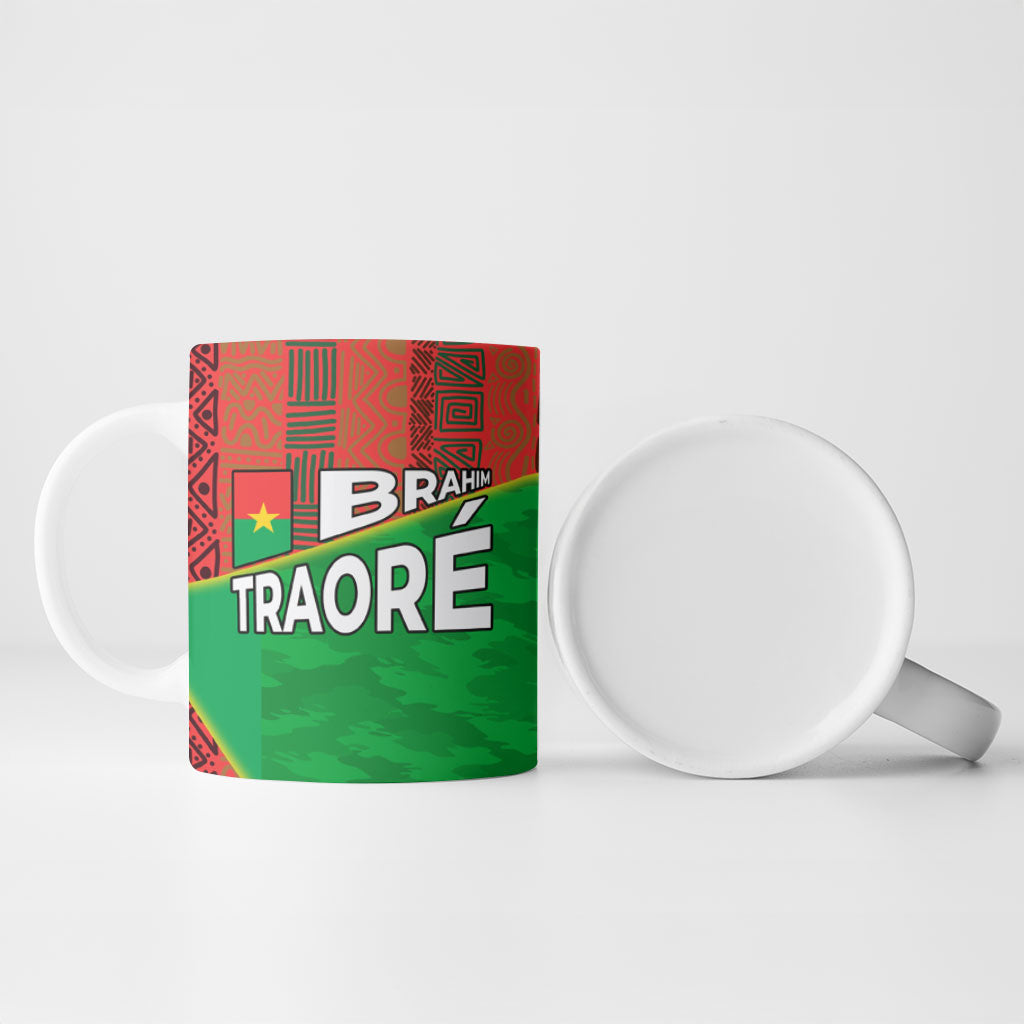 Ibrahim Traore Burkina Faso Fearless Leadership Ceramic Mug West African Tribal Pattern And Patriotic Camo Art