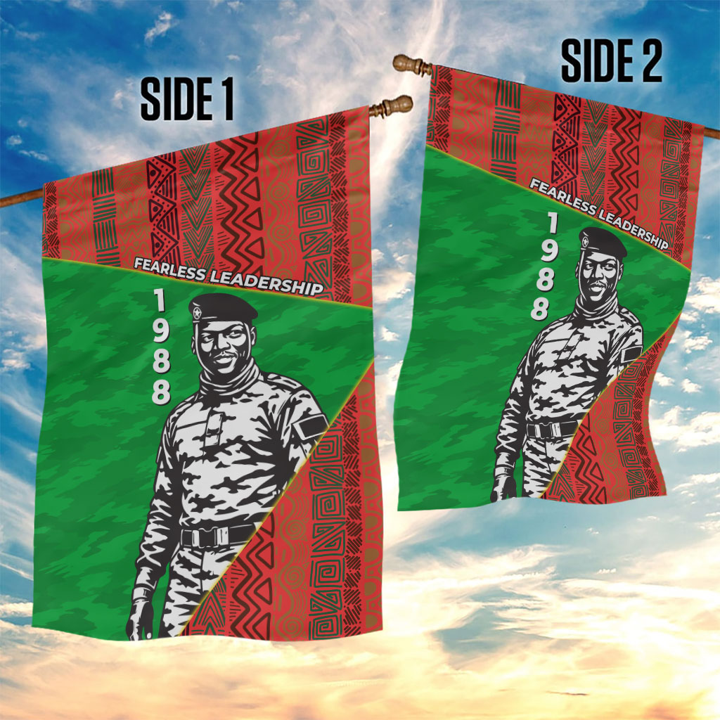 Ibrahim Traore Burkina Faso Fearless Leadership Garden Flag West African Tribal Pattern And Patriotic Camo Art