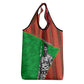 Ibrahim Traore Burkina Faso Fearless Leadership Grocery Bag West African Tribal Pattern And Patriotic Camo Art