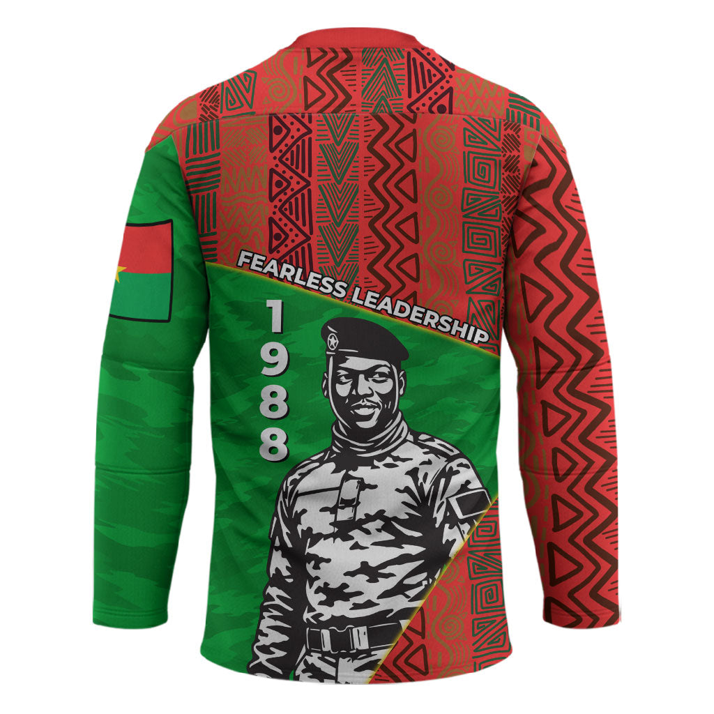 Ibrahim Traore Burkina Faso Fearless Leadership Hockey Jersey West African Tribal Pattern And Patriotic Camo Art