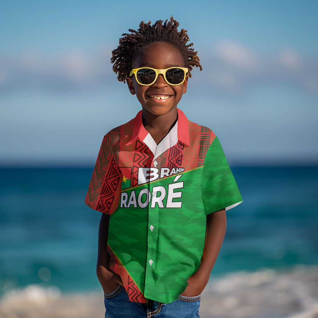 Ibrahim Traore Burkina Faso Fearless Leadership Kid Hawaiian Shirt West African Tribal Pattern And Patriotic Camo Art