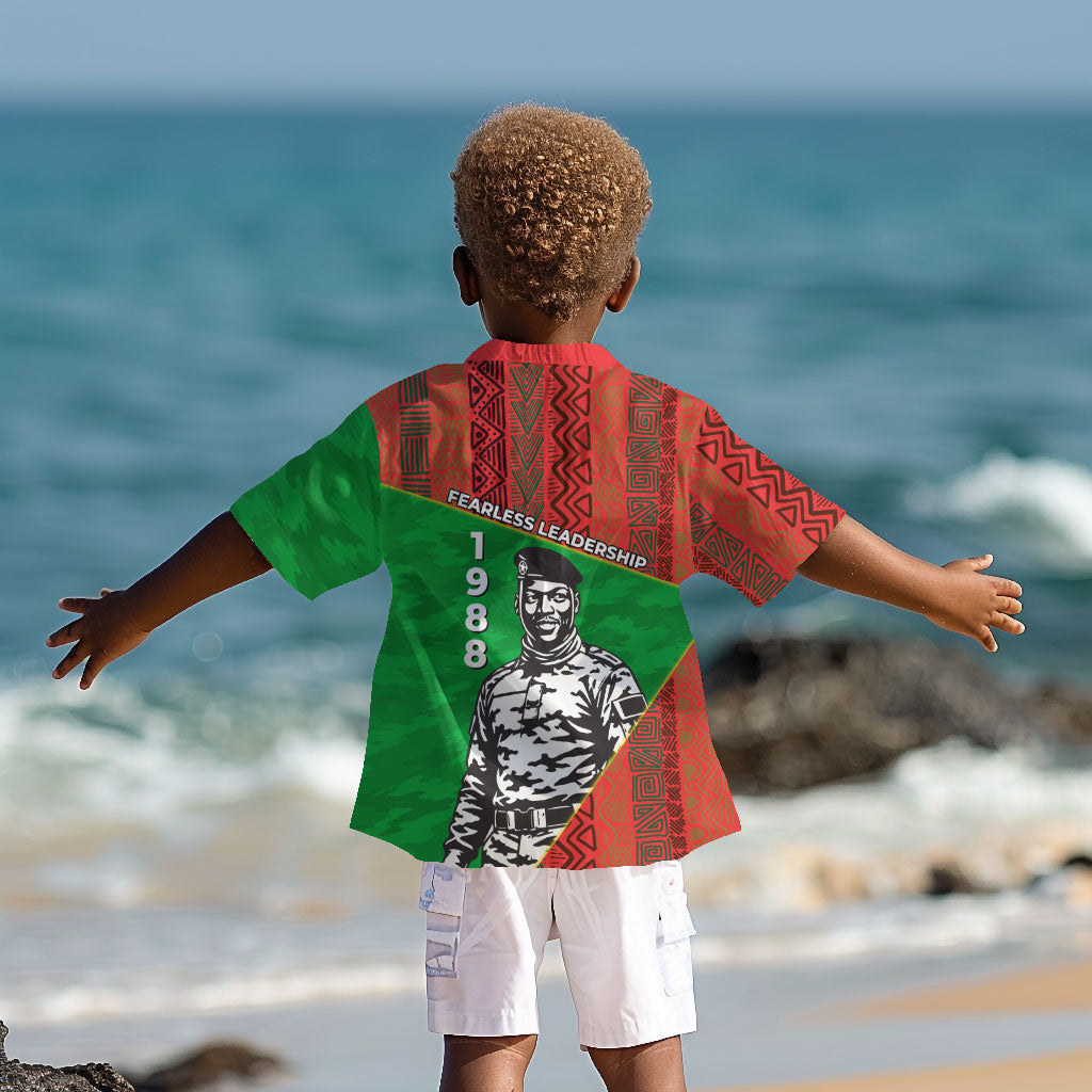 Ibrahim Traore Burkina Faso Fearless Leadership Kid Hawaiian Shirt West African Tribal Pattern And Patriotic Camo Art