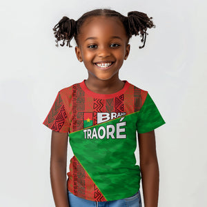 Ibrahim Traore Burkina Faso Fearless Leadership Kid T shirt West African Tribal Pattern And Patriotic Camo Art