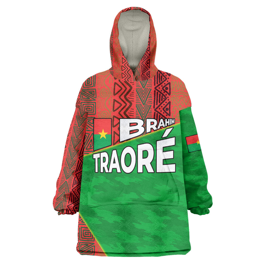 Ibrahim Traore Burkina Faso Fearless Leadership Kid Wearable Blanket Hoodie West African Tribal Pattern And Patriotic Camo Art