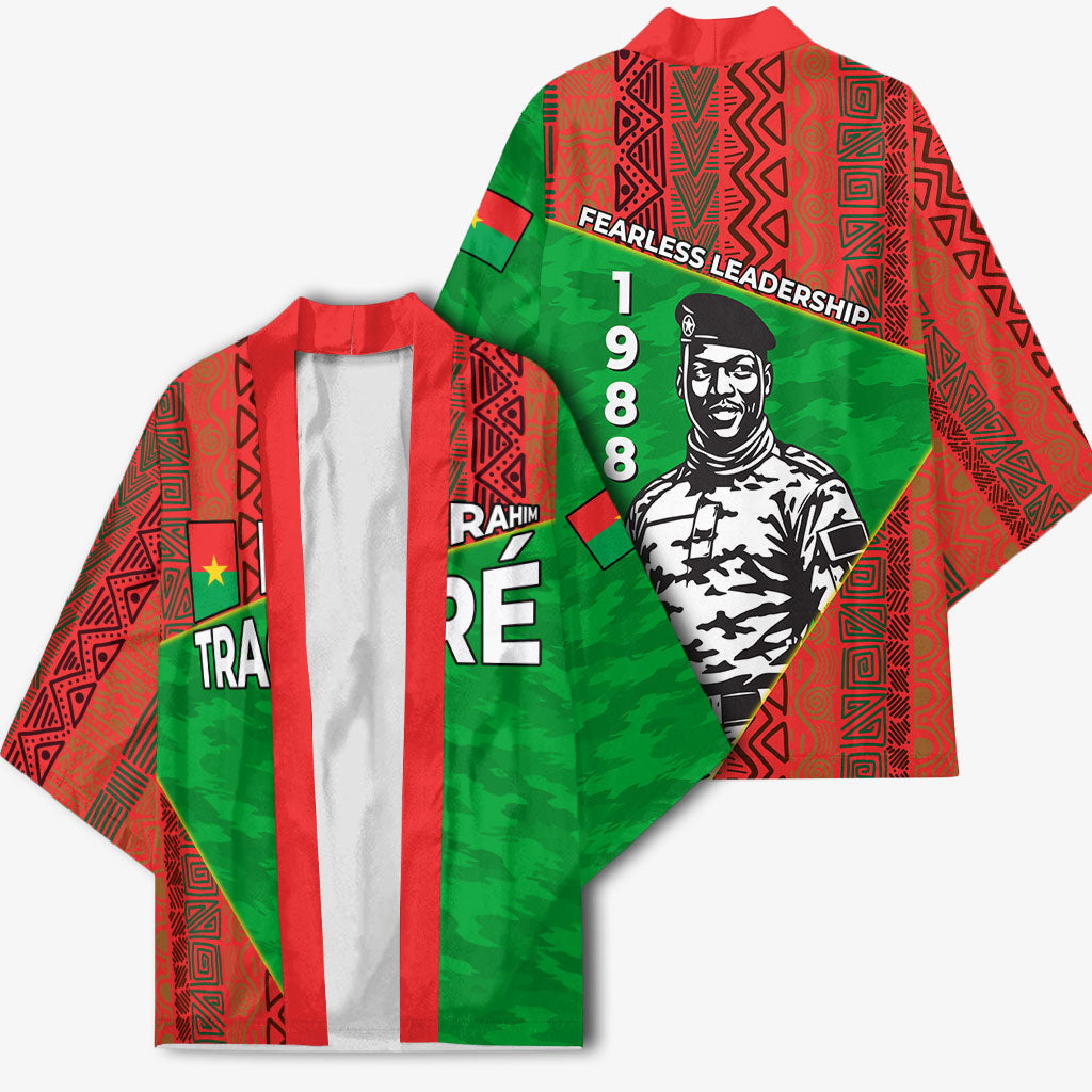 Ibrahim Traore Burkina Faso Fearless Leadership Kimono West African Tribal Pattern And Patriotic Camo Art