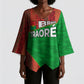 Ibrahim Traore Burkina Faso Fearless Leadership Kimono Sleeve Blouse West African Tribal Pattern And Patriotic Camo Art