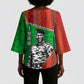 Ibrahim Traore Burkina Faso Fearless Leadership Kimono Sleeve Blouse West African Tribal Pattern And Patriotic Camo Art