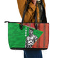 Ibrahim Traore Burkina Faso Fearless Leadership Leather Tote Bag West African Tribal Pattern And Patriotic Camo Art