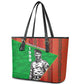 Ibrahim Traore Burkina Faso Fearless Leadership Leather Tote Bag West African Tribal Pattern And Patriotic Camo Art