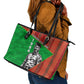 Ibrahim Traore Burkina Faso Fearless Leadership Leather Tote Bag West African Tribal Pattern And Patriotic Camo Art
