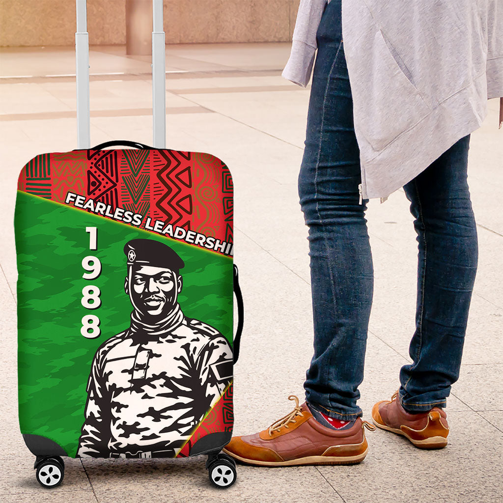 Ibrahim Traore Burkina Faso Fearless Leadership Luggage Cover West African Tribal Pattern And Patriotic Camo Art
