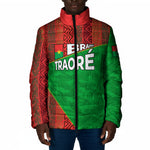 Ibrahim Traore Burkina Faso Fearless Leadership Padded Jacket West African Tribal Pattern And Patriotic Camo Art