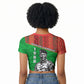 Ibrahim Traore Burkina Faso Fearless Leadership Raglan Cropped T shirt West African Tribal Pattern And Patriotic Camo Art