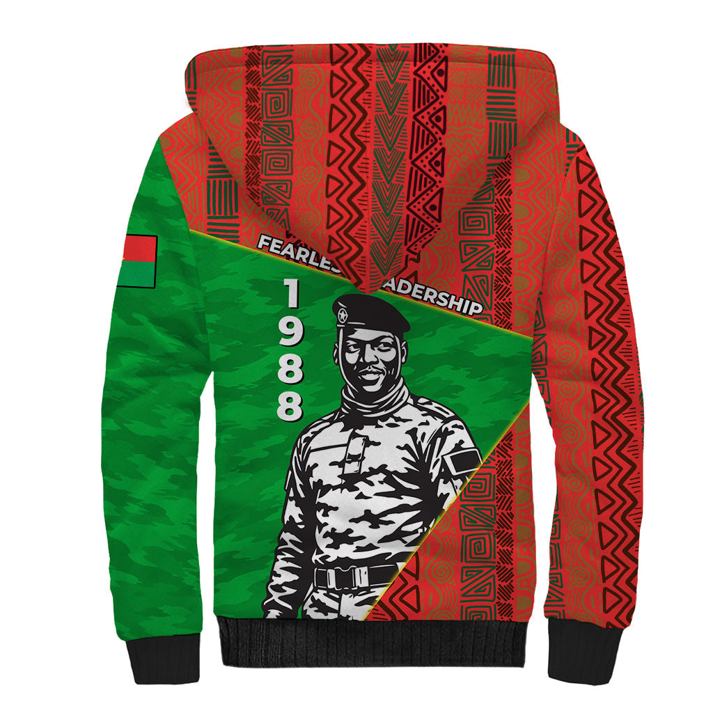 Ibrahim Traore Burkina Faso Fearless Leadership Sherpa Hoodie West African Tribal Pattern And Patriotic Camo Art